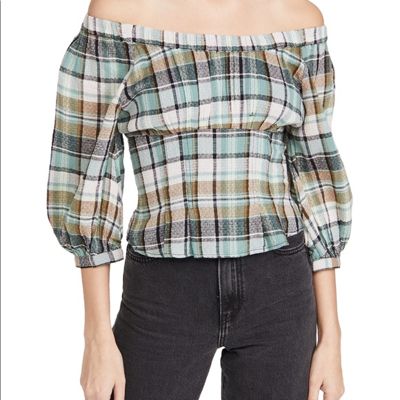 NWT Free People TEAGAN Plaid Puff Sleeve - Picture 6 of 10